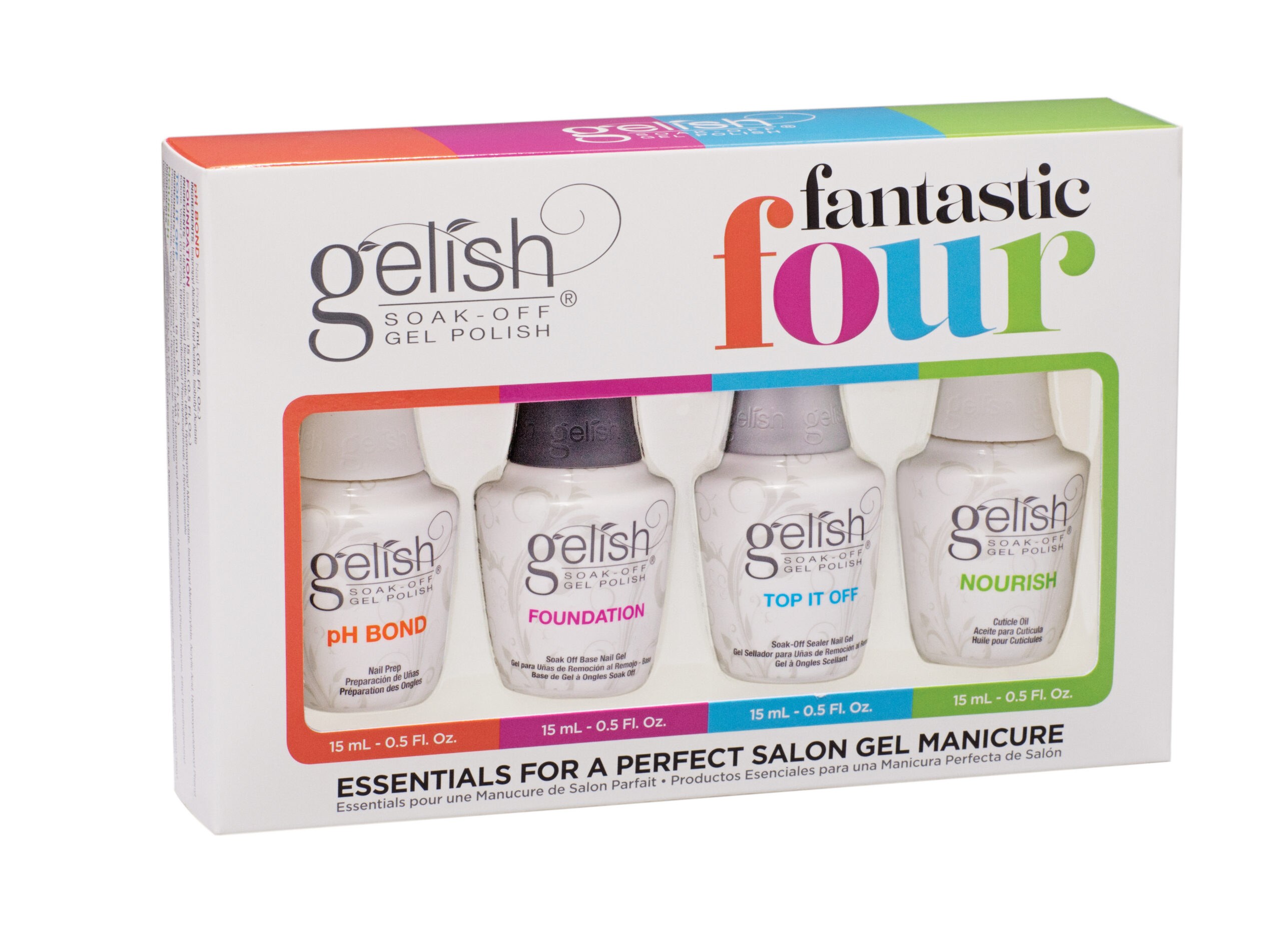 Gelish Fantastic Four - PH Bond 15ml, Foundation 15ml, Top It Off 15ml & Nourish Oil 15ml
