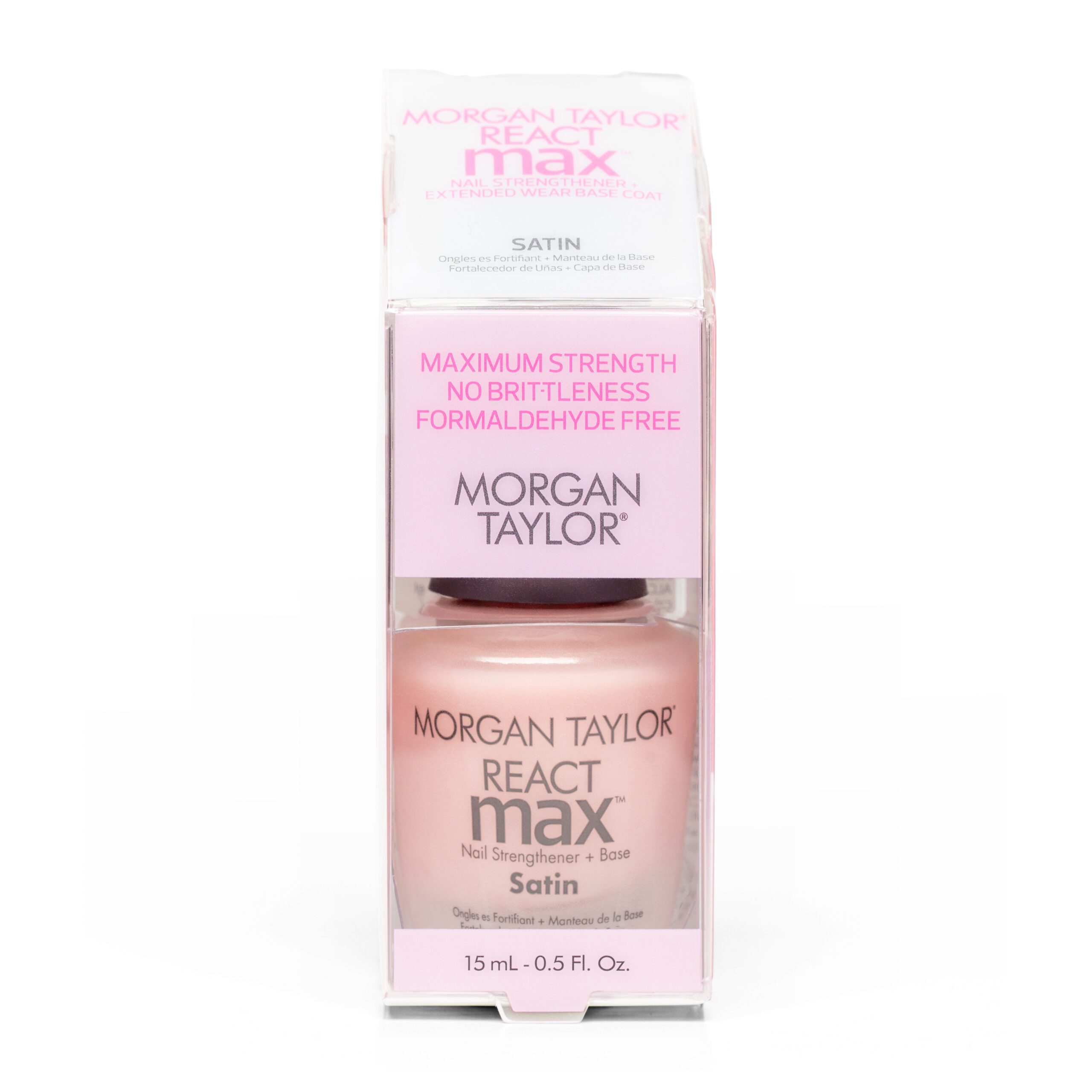 Morgan Taylor REACT Max Satin Nail Strengthener and Extended Wear Base Coat, 0.5 oz